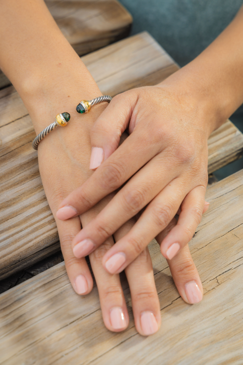 Classic Cable Bracelet, Gold, Green Quartz – Catalina Aragon Fine