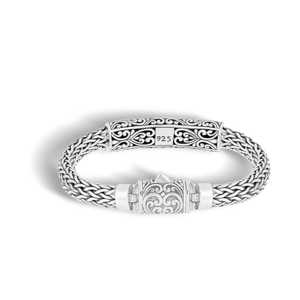 Classic Chain 7MM Hammered Station Bracelet with Gemstone
