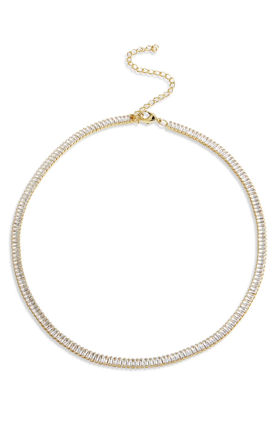 Baguette Stone Flexible Choker Necklace and Bracelet Set, 4MM