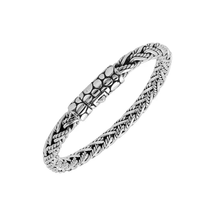 Fish Hook Intertwined Chain Link Bracelet, Sterling Silver, 6MM