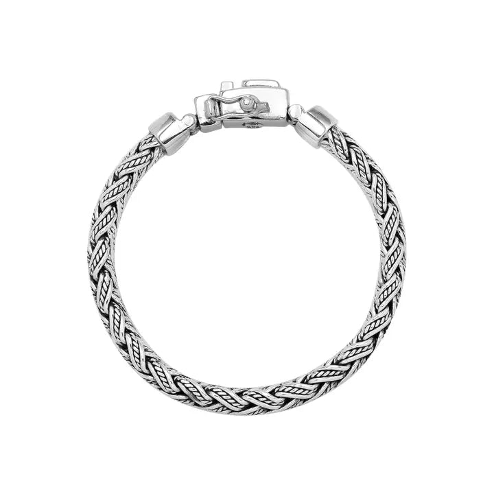 Fish Hook Intertwined Chain Link Bracelet, Sterling Silver, 7MM