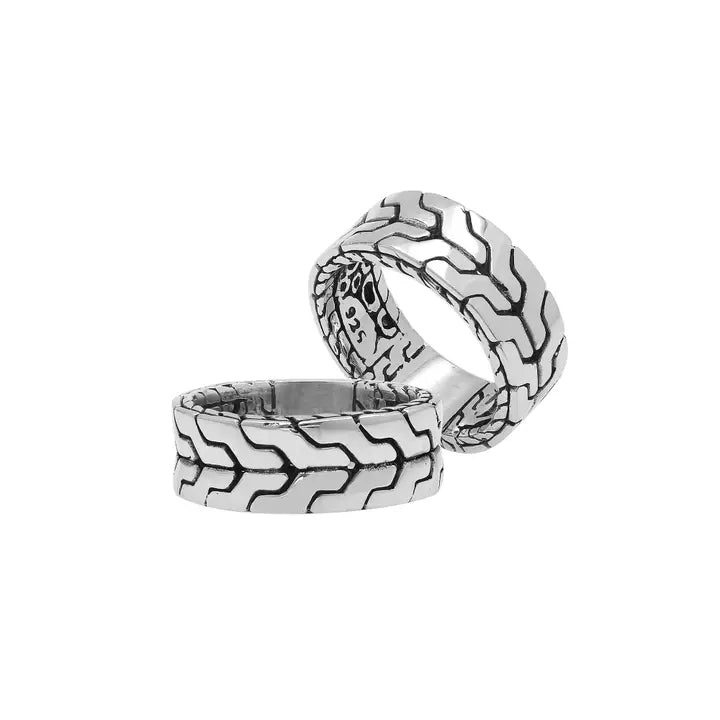 Artisanal Chain Band Ring, Sterling Silver, 8MM
