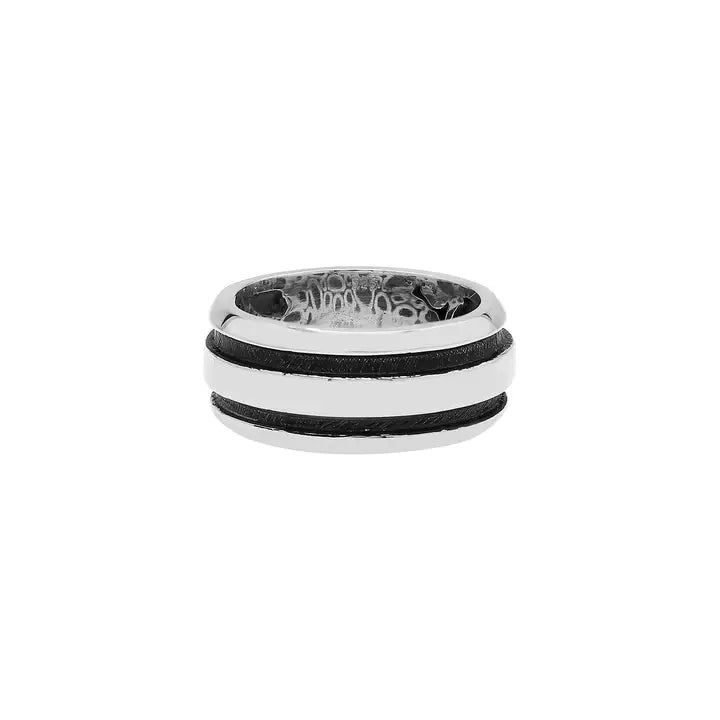 Striped Beveled Band Ring, Silver, 9MM