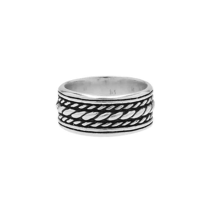 Twined Chain Band Ring, Sterling Silver, 8MM