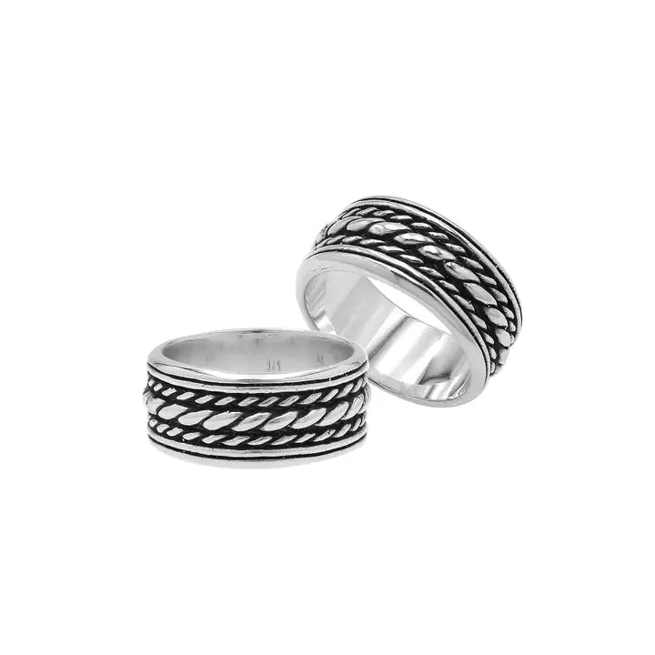 Twined Chain Band Ring, Sterling Silver, 8MM
