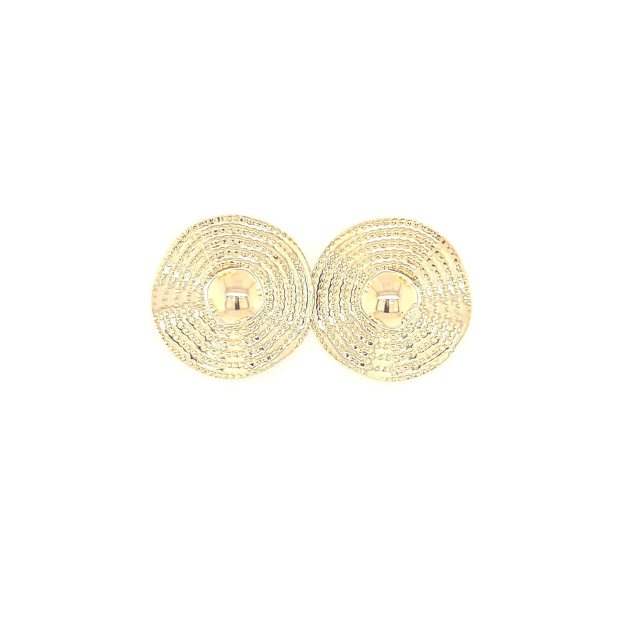 Ribbed Disc Earrings, 18K Gold Plated, 33MM