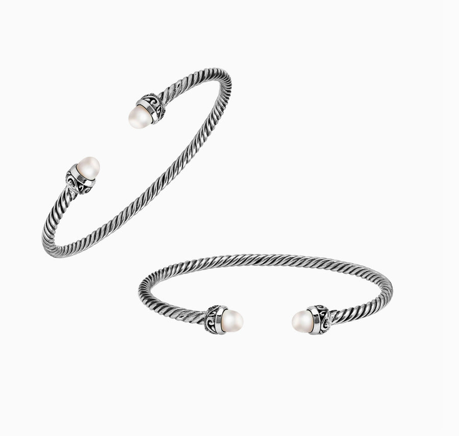 Classic Cable Cuff, Sterling Silver, Gemstones
