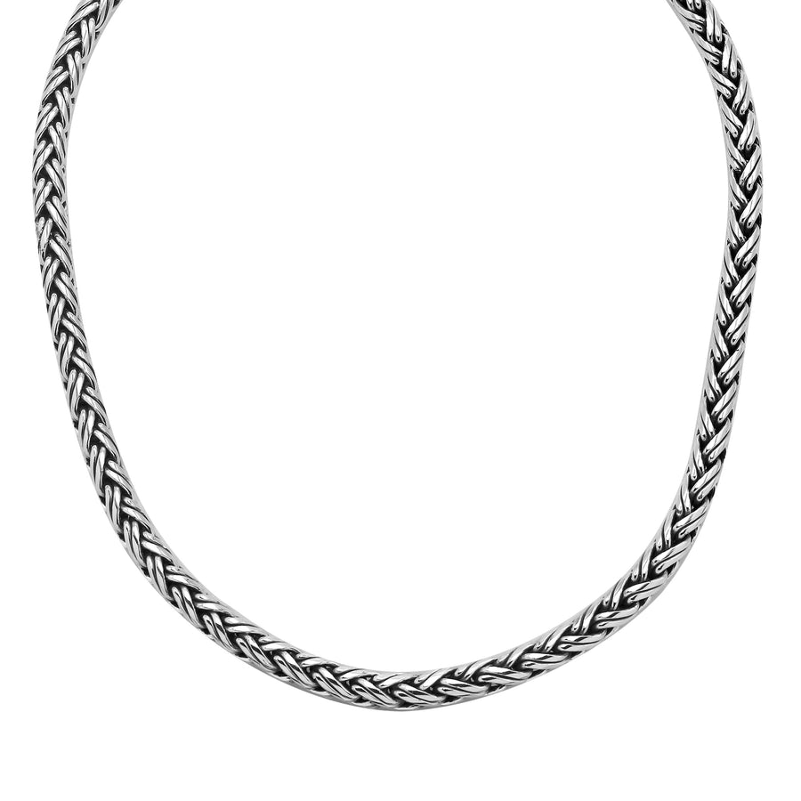 Double Braided Chain Necklace, Sterling Silver, 6MM