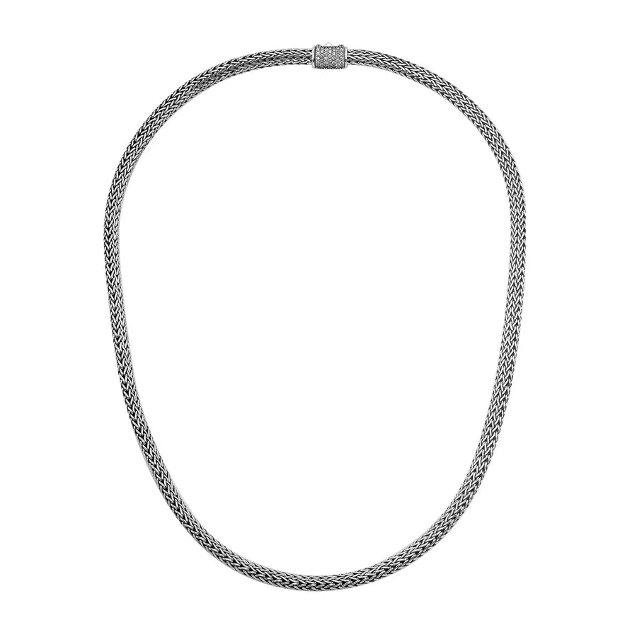 Icon Necklace, Sterling Silver, Pavé, 5MM