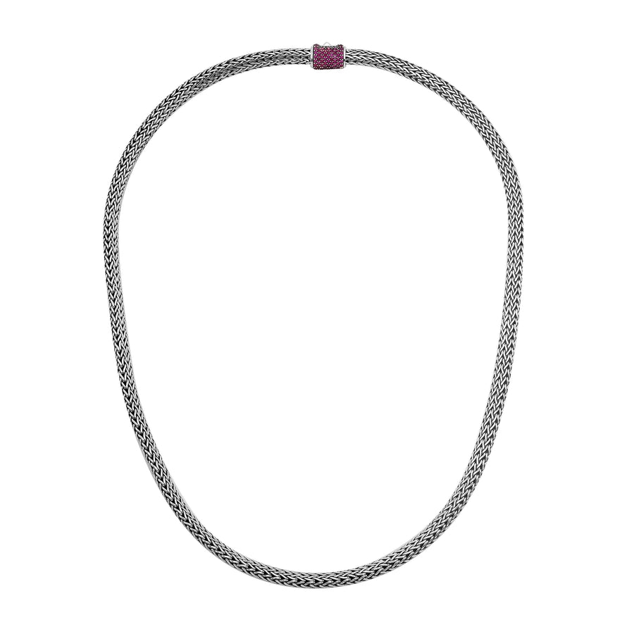 Icon Necklace, Sterling Silver, Pavé, 5MM