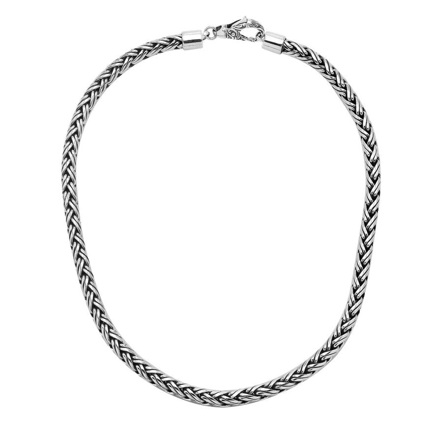 Double Braided Chain Necklace, Sterling Silver, 6MM