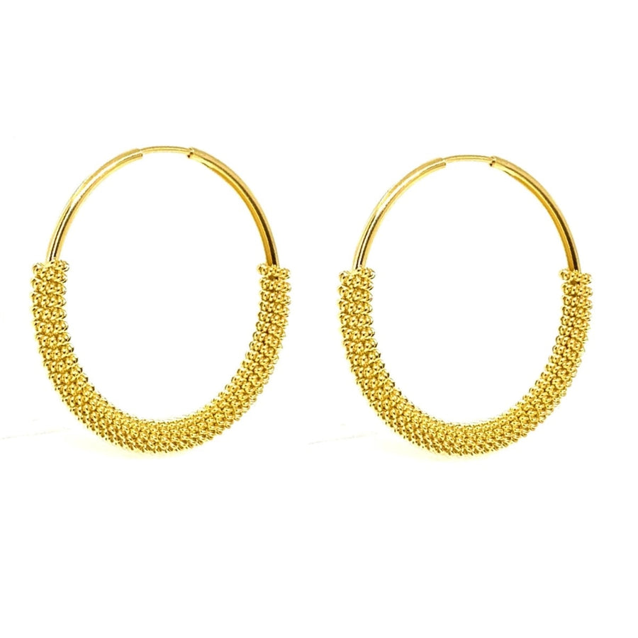 Nahuatl Hoop Earrings, 18K Gold Plated