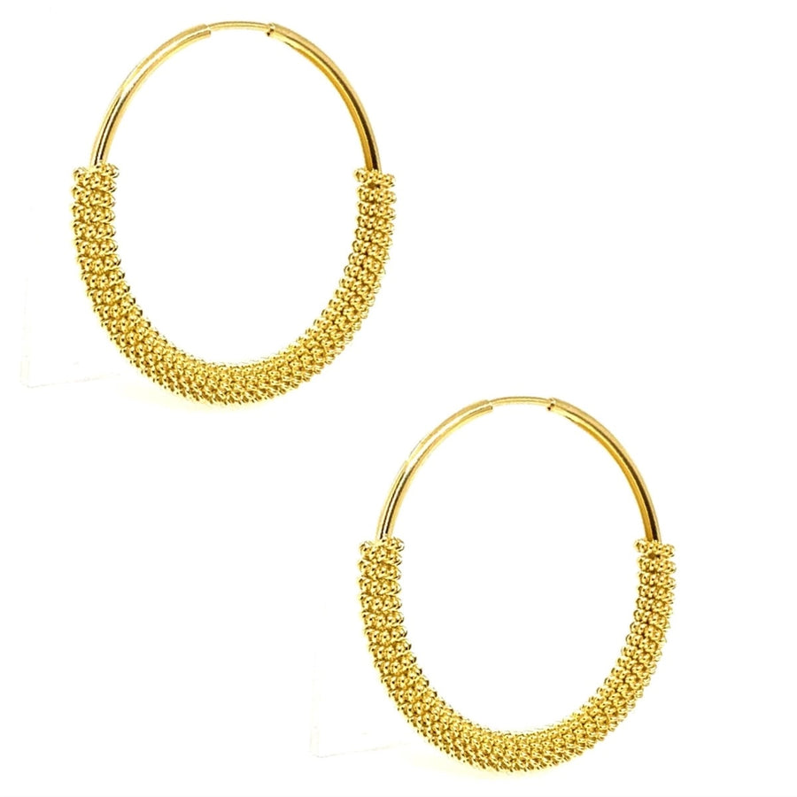 Nahuatl Hoop Earrings, 18K Gold Plated