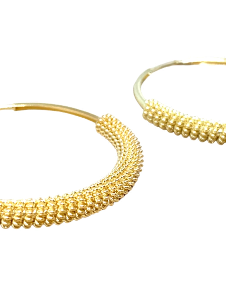 Nahuatl Hoop Earrings, 18K Gold Plated