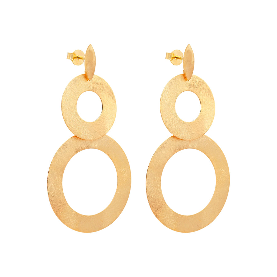 Double Hooped Drop Earrings, 18K Gold Plated