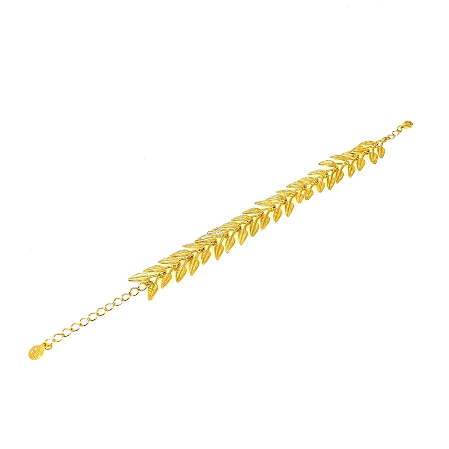 Athenian Laurel Leaf Bracelet, 18K Gold Plated, 13MM