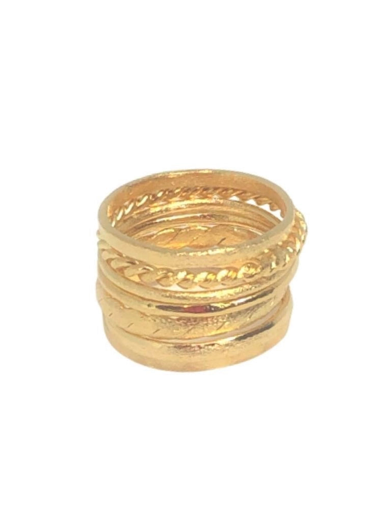 Texturised Stackable Ring Set, 18K Gold Plated