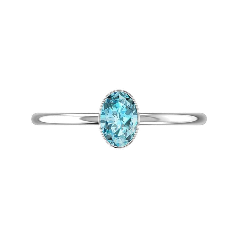 Stackable Bezel Ring Set, Sterling Silver, Aquamarine, 2MM