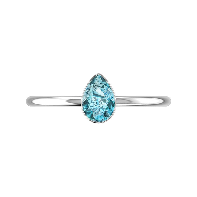 Stackable Bezel Ring Set, Sterling Silver, Aquamarine, 2MM