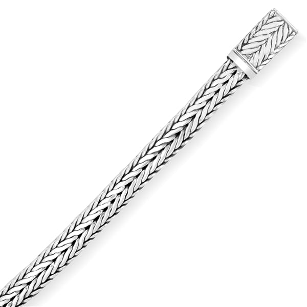 Flat Braided Bracelet, Sterling Silver, 7MM