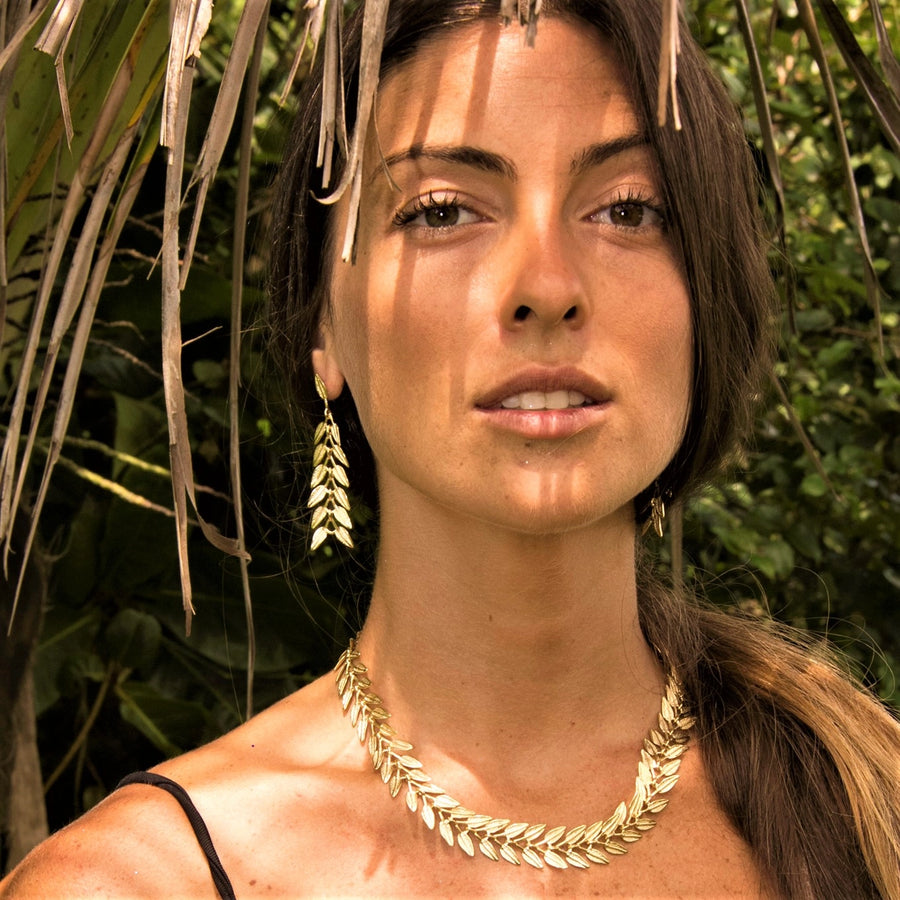 Athenian Laurel Leaf Necklace, Gold, 3MM