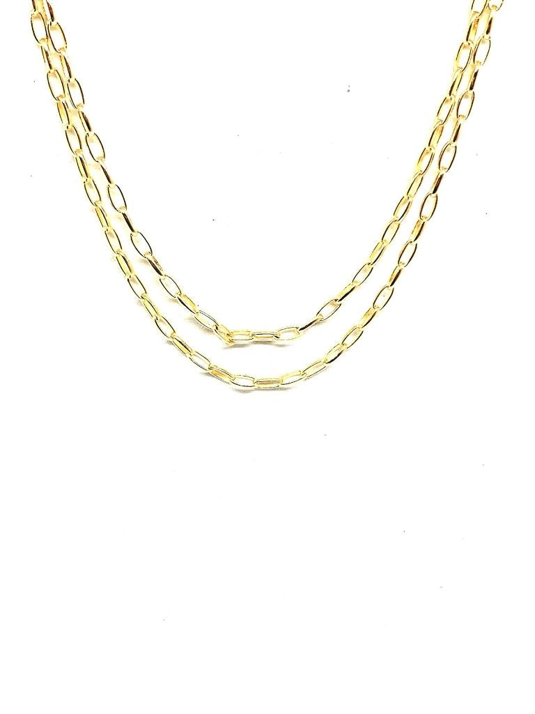Paper Clip Link Chain, 18K Gold Plated, 4MM