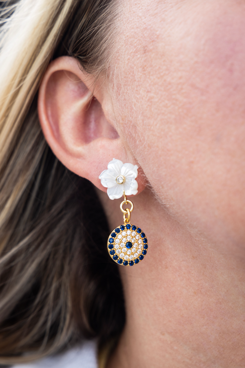 Floral Zen Earring, Gold, Pearl