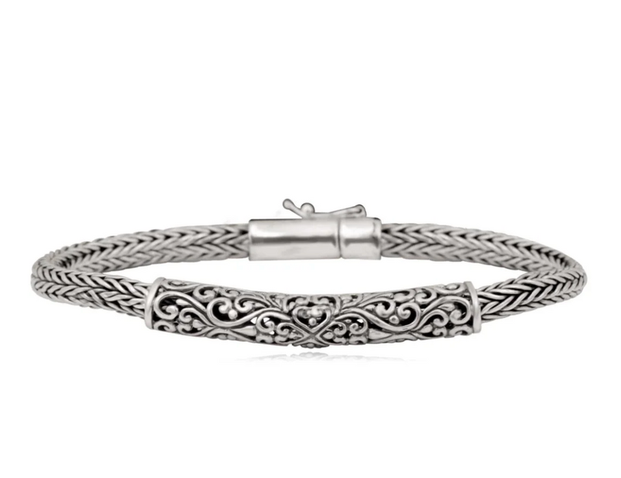 Balinese Filigree Station Bracelet, Silver, 5MM