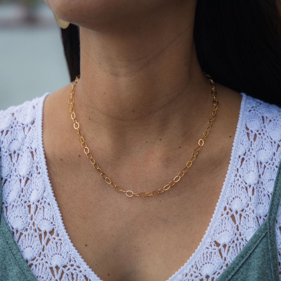 Dainty Rollo Link Chain, 18K Gold Plated, 1.5MM