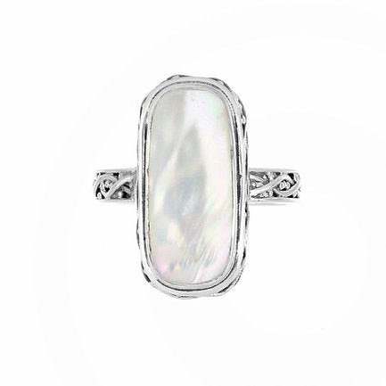 Bohemian Ring in Silver with Nacre - Front View