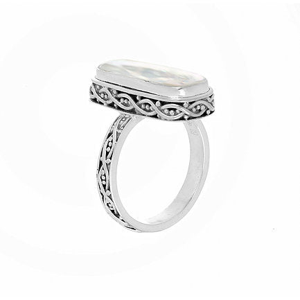 Bohemian Ring in Silver with Nacre - Side