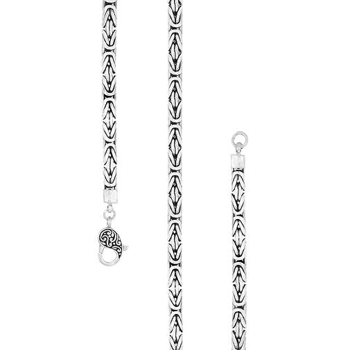 Borobudur Chain Necklace, Sterling Silver, 4MM