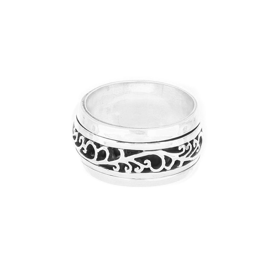 Classic Boho 11MM Filigree Spinner Ring in Silver