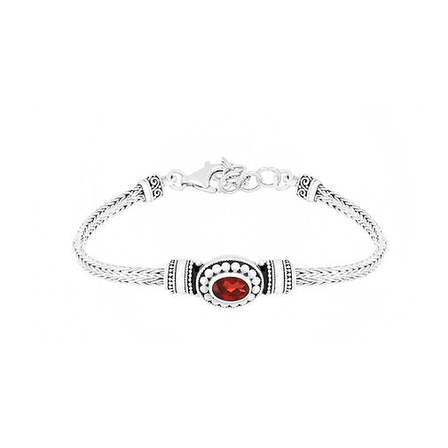 Classic Chain 3MM Station Bracelet in Sterling Silver with Gemstones