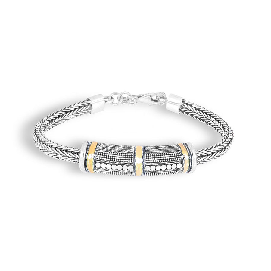 Classic Chain 6MM Dot Station Bracelet in Silver with 18K Gold