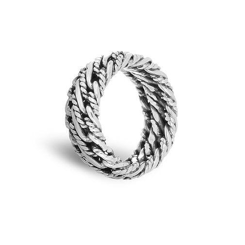 Classic Chain Link 10MM Band Ring in Blackened Silver