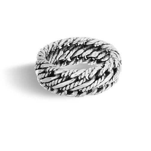 Classic Chain Link 10MM Band Ring in Blackened Silver