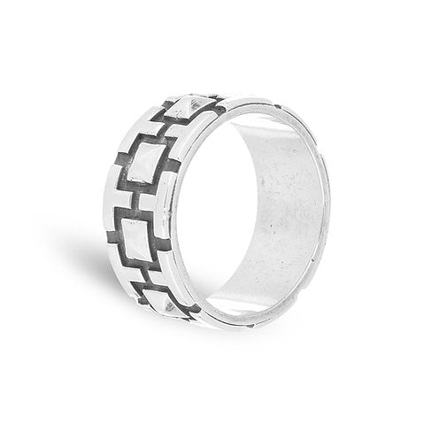 Modern 9MM Geometric Band Ring in Silver