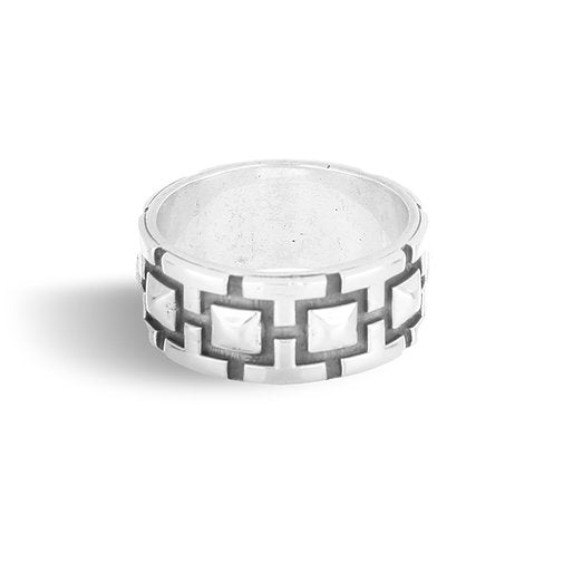 Modern 9MM Geometric Band Ring in Silver