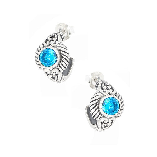 Small Hoop Earrings in Silver with Gemstones