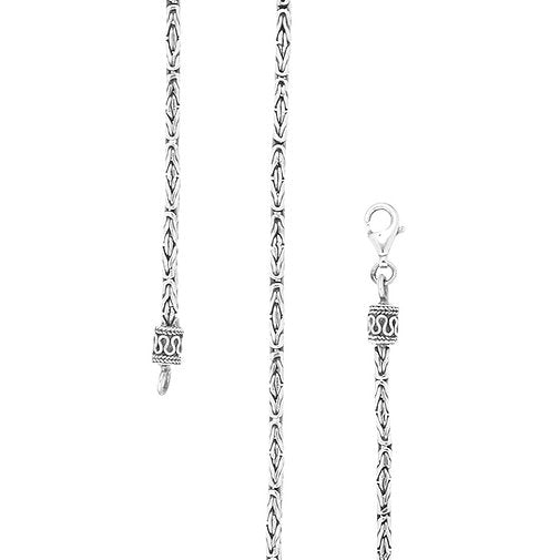 Borobudur Chain Necklace, Sterling Silver, 3MM